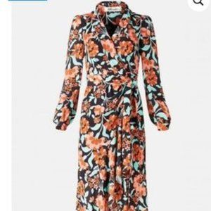 Iconic Carla Wrap Dress Diane von Furstenberg Two Crepe Gardenia Black